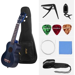 21 Inch Akoestische Soprano Ukelele Ukelele Uke Merbau Multiplex Body Met Gig Bag Tuner Uke Strap Picks Schoonmaakdoekje Capo rood Blauw