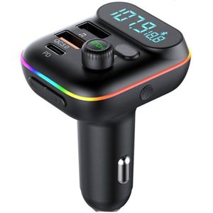 T70 Auto Bluetooth 5.0 Fm-zender Pd 20W Type-C QC3.0 Dual Usb Charger 7-Kleurrijke Sfeer licht MP3 Speler Adapter