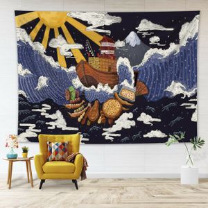 Japanse Ukiyo-e Tapestry Ses Wave Zeilboot Muur Opknoping Slaapkamer Sprei Cover
