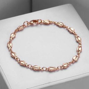 Womens Meisjes 4Mm Armband 585 Rose Goud Kleur Tulip Bud Bead Link Vrouwen Armband Sieraden Trendy Bruiloft DGB394