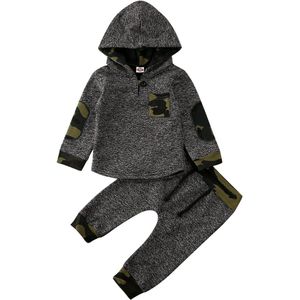 Lente Herfst Sport Kleding Peuter Kids Baby Jongens Lange Mouwen Camo Hoodie Tops Broek Leggings Outfits Set Kleding 3M-3T