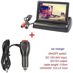 SMALUCK DC12V-24V 4PIN 4.3 inch Opvouwbare TFT LCD Reverse Rear View Car Monitor voor Auto Vrachtwagen Bus