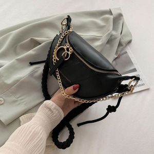 Vrouwen Messenger Bag Mode Rits Twist Bandjes Keten Handtas Vrouwelijke Kleine Pu Leer Borst Clutch Voor Daily Purse Pure Zak