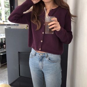 Kasjmier Vrouwen Truien Single-Breasted Wol Gebreide Herfst Winter Vest Lange Mouw Losse Uitloper Cropped Zachte V963