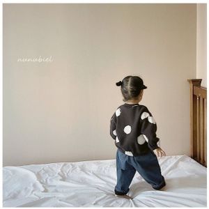 2022 Spring Baby Dot Print Sweatshirt Girl Clothes Cute Infant Long Sleeve Tops Kids Pullover Boys Casual Sweatshirt