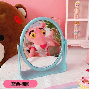 Japanse Stijl Leuke Roze Desktop Desktop Make-Up Spiegel Dubbelzijdig Ellipse Vierkante Spiegel Opvouwbare Draagbare Make-Up Spiegel