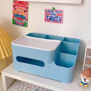 Verwijden Kawaii Multifunctionele Desk Organizer Tissue Opbergdoos Houder Make-Up Container Kantoor School Briefpapier Leveringen