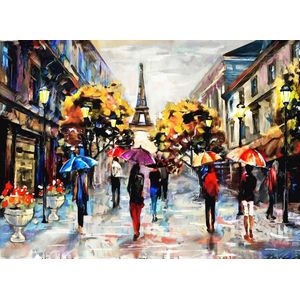 Nova Puzzel 1000 Stuk Regenachtige Air Eiffel Straten Olieverf Puzzel-Gekleurde Paraplu Olieverf Parijs Eiffeltoren puzzel