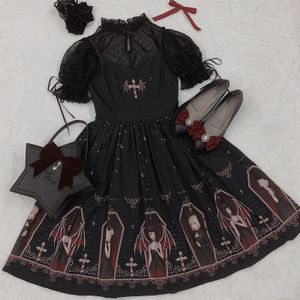 Japanse Gothic Lolita Jsk Zwarte Jurk Vrouwen Harajuku Street Mouwloze Zachte Zus Leuke Jurk Meisjes Wit Punk Jurken