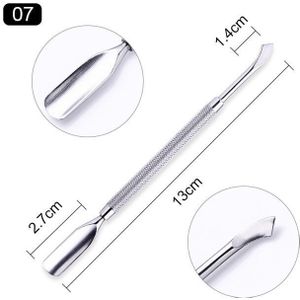 1Pc Dual-Ended Nail Cuticle Pusher Roestvrij Staal Dode Huid Remover Pedicure Cut Nail Care Nail Art Gereedschap