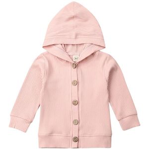 Brand Pasgeboren Kids Baby Meisje Kleding Kapmantel Geribbelde Gebreide Jas Solid Knit Button Fly Winter Herfst Baby Uitloper outfit