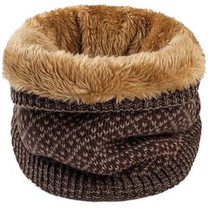 Winter Warm Plaid Dikke Elastische Gebreide Snood Sjaal Ring Vrouwen Mannen Faux Fur Neck Tube Warmer Sjaals Uitlaten kraag