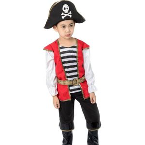 Kid Meisjes Jongens Halloween Piratenkapitein Buccaneer Kostuum Tule Jurk Familie Bijpassende Hoed Pak Schedel Voor Kind Baby Peuter