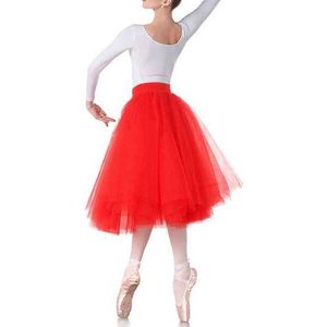70Cm Professionele Volwassenen Ballerina Ballet Tutu Wit Zwart Roze Rood Mesh Kant Lange Tutu Elastische Taille Vrouwen Tulle Ball rok