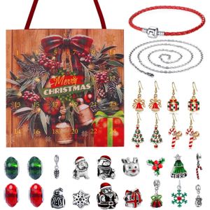 Kerst Advent Countdown Kalender 24 Dagen Diy Armband Ketting Earing Sieraden Handtas Box Set Voor Meisjes Kids Xmas