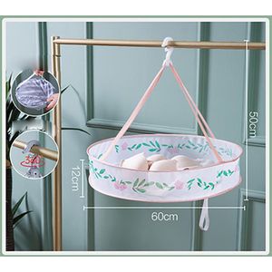 60Cm Draagbare Vouwen Droogrek Droger Netto Mesh Mand Droger Dubbele Laag Kleding Wasserij Hangers