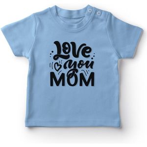Angemiel Baby I Love U Mom Baby Boy T-shirt Blauw