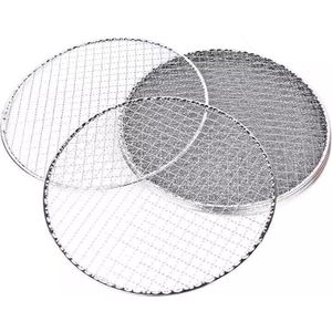 10 Stks/partij Wegwerp Barbecue Grill Mesh Rvs Ronde Bbq Draad Net Thuis Outdoor Bbq Mat Mesh Rack Barbecue Accessoires