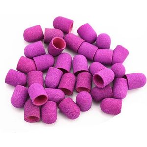 20pcs 10*15/13*19 Paars Nail Schuren Caps Met Rubber Elektrische Manicure Pedicure Boren Frezen cutter Bits Gereedschap Accessoires
