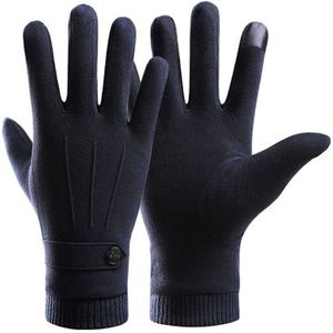 Mannen Winter Warm Touchscreen Faux Suede Handschoenen Pluche Voering Gebreide Manchet Wanten A2UA