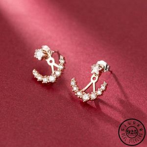 925 Sterling Silver Star Shape Rose Gold Plated Earring Jassen Luxe Zirconia Ear Oorbellen Sieraden Voor Vrouwen