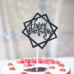 5 Stks/partij Glitter Zilver Zwart Cupcake Toppers Inserts Kaart Verjaardagsfeestje Baby Shower Cupcake Vlag Decoraties Bakken Levert