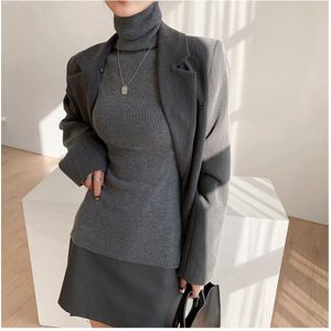 Hirsionsan Slim Soft Basic Trui Vrouwen Koreaanse Solid Lange Mouwen Gebreide Jumper Dieptepunt Dames Trui 12 Kleuren