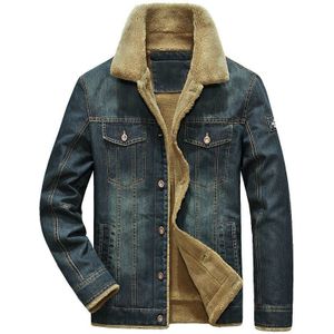 Mannen Denim Jassen Winter Warm Bont Jeans Jas 5XL Dikke Cowboy Jassen Uitloper kleding