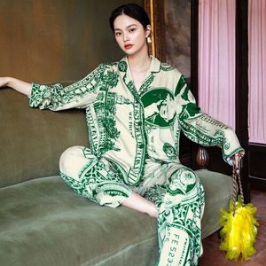Originele Dollar Pyjama Voor Vrouwen, lente Lange Mouw Dunne Tweedelige Homewear Leisure Tops Buiten Worden Gedragen