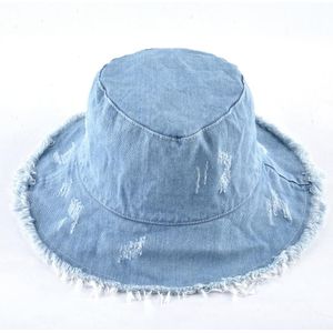 Zomer Gewassen Denim Zonnehoed Vrouwen Mode Kwastje Floppy Cap Dames Brede Rand Emmer Hoeden Vrouwelijke Katoen opvouwbare Chapeu