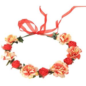 Volwassen Kid Onregelmatige Faux Rose Bloem Hoofdband Bloem Meisjes Bridal Wedding Gradiënt Gekleurde Krans Kroon Mesh Hoofddeksel Strand Cap