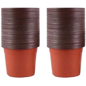 100 Packs Van Plastic Zaailing Bloempotten, Twee-Kleur Potten, Eenvoudige Ronde Bloempotten, succulent Planten Beugels Voor Bloem Plan