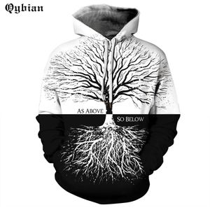 Qybian Herfst Winter 3d oude boom Print Capuchon Sweater Bts Hoodie Losse Casual Mens Sport Suits voor unisex