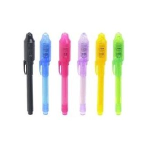 6 Stks/set Onzichtbare Inkt Pen Ingebouwde Uv Licht Magic Marker Voor Pen Veiligheid Te Gebruiken (Roze + Paars + Geel + Blauw + Zwart + Groen)
