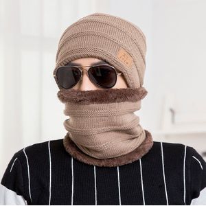 Winter Knit Beanie Hat Mannen 2 Stuk Muts Sjaal Set Mannelijke Cap Warm Skull Cap & Hals warmer met Dikke Fleece Gevoerde