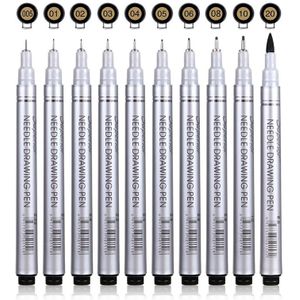 Micron Neelde Tekening Pen Waterdicht Pigment Fijne Lijn Sketch Markers Pen Voor Schrijven Hand-Verf Anime Art Supplies 10 maten
