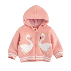 Pudcoco Herfst 0-24M Peuter Baby Girl Hooded Gekroond Vogels Patchwork Verstoorde Zipper Roze Jas Met Lange Mouwen jas Hoodie