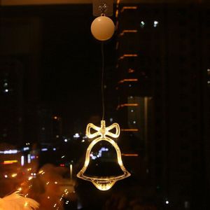 1Pc Led Kerstverlichting Bel Sneeuwpop Ster Venster Decoratieve Sucker Lamp Batterij Aangedreven Waterdichte String Lamp Voor Kamer