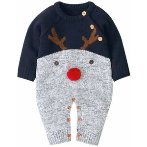 Kerst Winter Pasgeboren Baby Meisje Gebreide Romper Jumpsuit Overall Trui Warme Herfst Herfst Wol Xmas Kleding