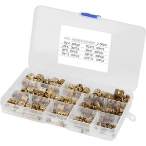 210X M2-M10 Messing Cilinder Gekartelde Schroefdraad Ronde Inserts Ingebed Noten Kit Goud
