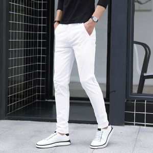 Mannen Pure Witte Broek Slim Fit Business Broek Voor Mannen Pak Broek Enkellange Zomer Herfst Formele Leisure Suit broek L79