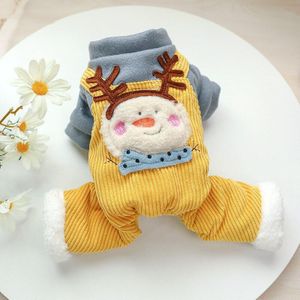 Sneeuwpop Herten Kerst Winter Hond Kleding Warme Xs Xl Geel Jumpsuit Met Bont Jas Puppy Jas Pak Shih Tzu Poedel pommeren