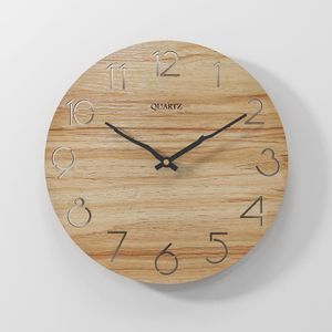 Houten Wandklok Modern Nordic Korte Woonkamer Horloge 3D Keuken Klok Art Hollow Muur Horloge Home Decor 12 inch