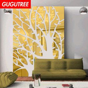 Versieren Home 3D Bomen Blad Kunst Muur Spiegel Sticker Decoratie Decals Muurschildering Verwijderbare Decor Behang LF-1145