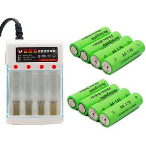 4000 Mah Oplaadbare Batterij Aa 1.5 V. Oplaadbare Alcalinas Drummey Voor Speelgoed Light Emitting Diode + Lader