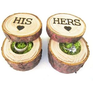 Paar ""Zijn"" + ""Hers"" Paar Ring Doos Houten Trouwring Box Huwelijkscadeau Sieraden Doos