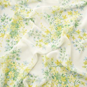 148 cm breedte Geïmporteerde groene Bloemenprint Zachte Chiffon Stof voor Vrouwen Trouwjurk Overhemd sjaal Doek gordijn beddengoed tissue