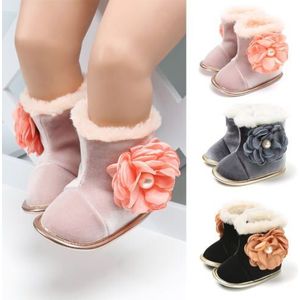 Pasgeboren Winter Peuter Baby Girl Soft Sole Bont Snowboots Strik Bloem Mocassin Warm Crib Pluche Schoenen 0- 18 m