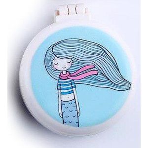 Leuke Eenhoorn Mermaid Vouwen Kam Met Cosmetische Spiegel Voor Meisjes Luchtkussen Massage Draagbare Kam Kids Haar Kam