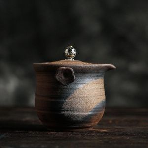 Pot Japanse Stijl Handgemaakte Vintage Thee Pot Hout Terrine Keramische Kung Fu Pu'er Enkele Theepot Thee Apparaat Gaiwan